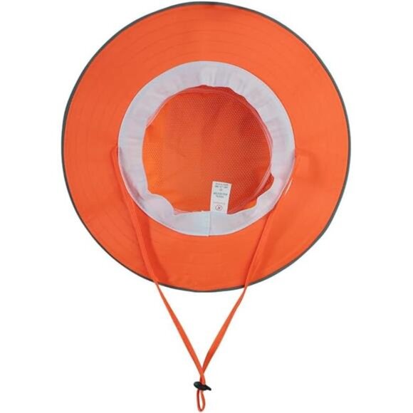 Unisex High Visibility Reflective Bucket Hat Mesh Wide Brim Work Safety Boonie - Picture 7 of 7